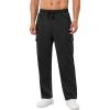 imageSILKWORLD Mens Sweatpants Cargo Pants Open Bottom Casual Athletic Gym Lounge Joggers with Zipper PocketsA00 Black