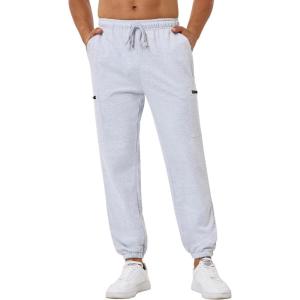 imageSILKWORLD Mens Jogger Sweatpants Casual Baggy Lounge Pants Cargo Athletic Pants with Zipper PocketsA005light Heather Grey