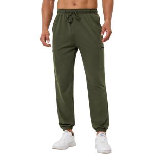 imageSILKWORLD Mens Jogger Sweatpants Casual Baggy Lounge Pants Cargo Athletic Pants with Zipper PocketsA006army Green