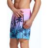 imageSILKWORLD Mens Swimming Trunks with Compression Liner 2 in 1 QuickDry Swim Shorts with Zipper PocketsPink Blue Coconut Tree