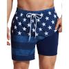 imageSILKWORLD Mens Swimming Trunks with Compression Liner 2 in 1 QuickDry Swim Shorts with Zipper PocketsDenim American Flag