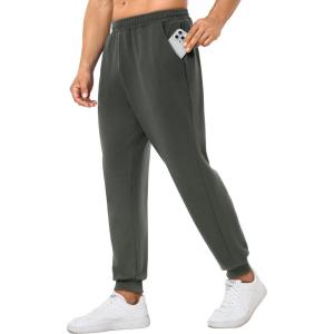 imageSILKWORLD Mens Sweatpants Tapered Athletic Joggers Workout Running Jogging Track Pants with Zipper PocketsDark Grey