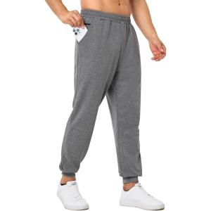 imageSILKWORLD Mens Sweatpants Tapered Athletic Joggers Workout Running Jogging Track Pants with Zipper PocketsDark Heather Grey