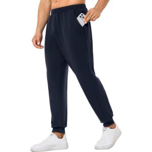 imageSILKWORLD Mens Sweatpants Tapered Athletic Joggers Workout Running Jogging Track Pants with Zipper PocketsNavy