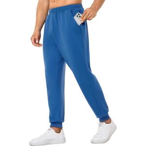 imageSILKWORLD Mens Sweatpants Tapered Athletic Joggers Workout Running Jogging Track Pants with Zipper PocketsNavy Blue