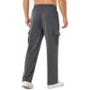 imageSILKWORLD Mens Sweatpants Cargo Pants Open Bottom Casual Athletic Gym Lounge Joggers with Zipper PocketsStyle Bdark Grey