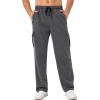 imageSILKWORLD Mens Sweatpants Cargo Pants Open Bottom Casual Athletic Gym Lounge Joggers with Zipper PocketsStyle Bdark Grey