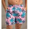 imageSILKWORLD Mens Swim Trunks Quick Dry Beach Shorts with PocketsCoconut Treepink