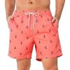 imageSILKWORLD Mens Swim Trunks Quick Dry Beach Shorts with PocketsAnchorred Orange