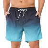imageSILKWORLD Mens Swim Trunks Quick Dry Beach Shorts with PocketsLake Blue Gradient