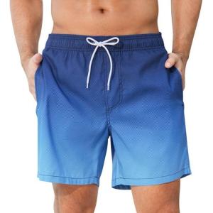 imageSILKWORLD Mens Swim Trunks Quick Dry Beach Shorts with PocketsBlue Gradient