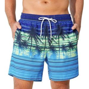 imageSILKWORLD Mens Swim Trunks Quick Dry Beach Shorts with PocketsCoconut Tree Pineappleblue