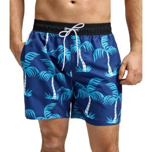 imageSILKWORLD Mens Swim Trunks Quick Dry Beach Shorts with PocketsCoconut Treeblue
