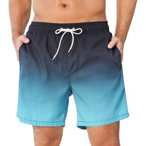 imageSILKWORLD Mens Swim Trunks Quick Dry Beach Shorts with PocketsLake Blue Gradient
