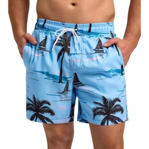 imageSILKWORLD Mens Swim Trunks Quick Dry Beach Shorts with PocketsMorning Coast
