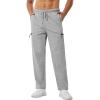 imageSILKWORLD Sweatpants for Men Zipper Cargo Pockets Joggers Open Bottom Casual Pants for Athletic Jogging Running WorkoutGrey Heather
