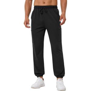 imageSILKWORLD Mens Sweatpants Tapered Athletic Joggers Workout Running Jogging Track Pants with Zipper PocketsA001black
