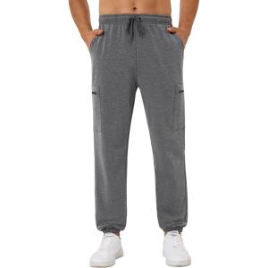 imageSILKWORLD Mens Sweatpants Tapered Athletic Joggers Workout Running Jogging Track Pants with Zipper PocketsA002dark Heather Grey