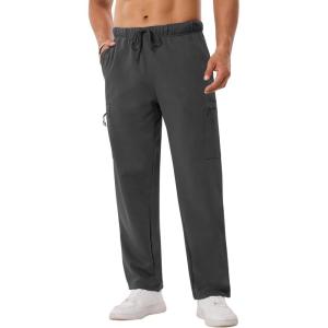 imageSILKWORLD Sweatpants for Men Zipper Cargo Pockets Joggers Open Bottom Casual Pants for Athletic Jogging Running WorkoutCharcoal Grey