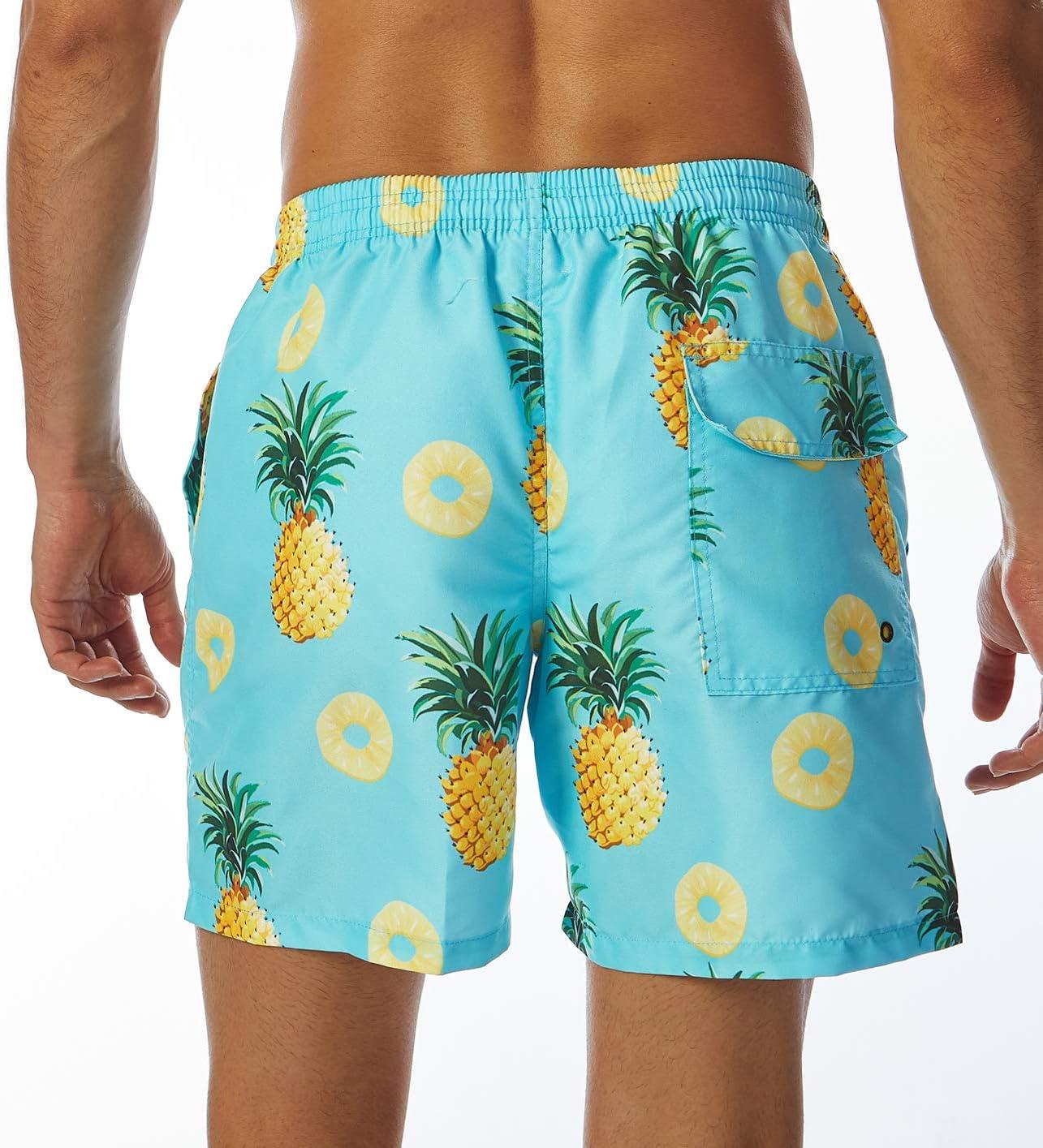 imageSILKWORLD Mens Swim Trunks Quick Dry Shorts with PocketsDpineappleBlue