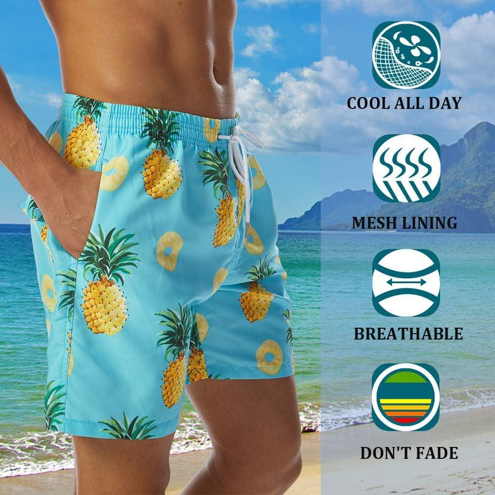imageSILKWORLD Mens Swim Trunks Quick Dry Shorts with PocketsDpineappleBlue