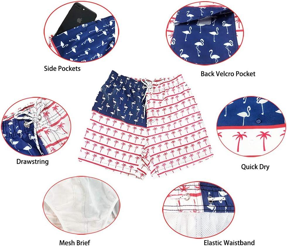 imageSILKWORLD Mens Swimming Trunks 5 Inch Inseam Swim Shorts Summer Bathing Suit Swimwear Beachwear with PocketsRed American Flag