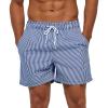 imageSILKWORLD Mens Swimming Trunks 5 Inch Inseam Swim Shorts Summer Bathing Suit Swimwear Beachwear with PocketsBlue Striped