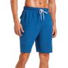 imageSILKWORLD Mens Swimming Trunks with Compression Liner Quick Dry Swimwear Beach Shorts with Zipper PocketsPeacock BlueLarge