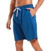 imageSILKWORLD Mens Swimming Trunks with Compression Liner Quick Dry Swimwear Beach Shorts with Zipper PocketsPeacock BlueLarge