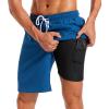 imageSILKWORLD Mens Swimming Trunks with Compression Liner Quick Dry Swimwear Beach Shorts with Zipper PocketsPeacock BlueLarge