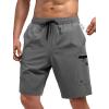 imageMens Swim Trunks with Compression Liner Zipper Cargo Pockets Bathing Suit 9 Inch QuickDry Swimming ShortsA0 Grey