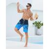 imageMens Swim Trunks with Compression Liner Zipper Cargo Pockets Bathing Suit 9 Inch QuickDry Swimming ShortsBlue Leaves