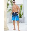 imageMens Swim Trunks with Compression Liner Zipper Cargo Pockets Bathing Suit 9 Inch QuickDry Swimming ShortsBlue Leaves