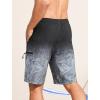 imageMens Swim Trunks with Compression Liner Zipper Cargo Pockets Bathing Suit 9 Inch QuickDry Swimming ShortsGradient Black Grey Leaf