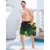 imageMens Swim Trunks with Compression Liner Zipper Cargo Pockets Bathing Suit 9 Inch QuickDry Swimming ShortsGradientblack Green Stripe