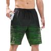 imageMens Swim Trunks with Compression Liner Zipper Cargo Pockets Bathing Suit 9 Inch QuickDry Swimming ShortsGradientblack Green Stripe