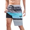 imageMens Swim Trunks with Compression Liner Zipper Cargo Pockets Bathing Suit 9 Inch QuickDry Swimming ShortsGradientblue Black Grey