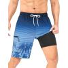 imageMens Swim Trunks with Compression Liner Zipper Cargo Pockets Bathing Suit 9 Inch QuickDry Swimming ShortsGradientblue Coconut