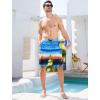 imageMens Swim Trunks with Compression Liner Zipper Cargo Pockets Bathing Suit 9 Inch QuickDry Swimming ShortsGradientblue Orange