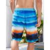 imageMens Swim Trunks with Compression Liner Zipper Cargo Pockets Bathing Suit 9 Inch QuickDry Swimming ShortsGradientblue Orange