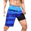 imageMens Swim Trunks with Compression Liner Zipper Cargo Pockets Bathing Suit 9 Inch QuickDry Swimming ShortsGradientblue Tie Dye
