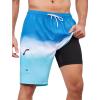 imageMens Swim Trunks with Compression Liner Zipper Cargo Pockets Bathing Suit 9 Inch QuickDry Swimming ShortsGradientblue White