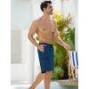 imageMens Swim Trunks with Compression Liner Zipper Cargo Pockets Bathing Suit 9 Inch QuickDry Swimming ShortsNavy Blue