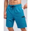 imageMens Swim Trunks with Compression Liner Zipper Cargo Pockets Bathing Suit 9 Inch QuickDry Swimming ShortsPeacock Blue