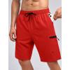imageMens Swim Trunks with Compression Liner Zipper Cargo Pockets Bathing Suit 9 Inch QuickDry Swimming ShortsRed