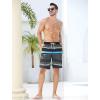 imageMens Swim Trunks with Compression Liner Zipper Cargo Pockets Bathing Suit 9 Inch QuickDry Swimming ShortsStripesblack Blue Grey