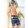 imageMens Swim Trunks with Compression Liner Zipper Cargo Pockets Bathing Suit 9 Inch QuickDry Swimming ShortsStripesblack Blue Grey