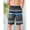 imageMens Swim Trunks with Compression Liner Zipper Cargo Pockets Bathing Suit 9 Inch QuickDry Swimming ShortsStripesblack Blue Grey