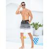 imageMens Swim Trunks with Compression Liner Zipper Cargo Pockets Bathing Suit 9 Inch QuickDry Swimming ShortsStripesblack Grey White