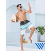 imageMens Swim Trunks with Compression Liner Zipper Cargo Pockets Bathing Suit 9 Inch QuickDry Swimming ShortsStripesgrey Blue